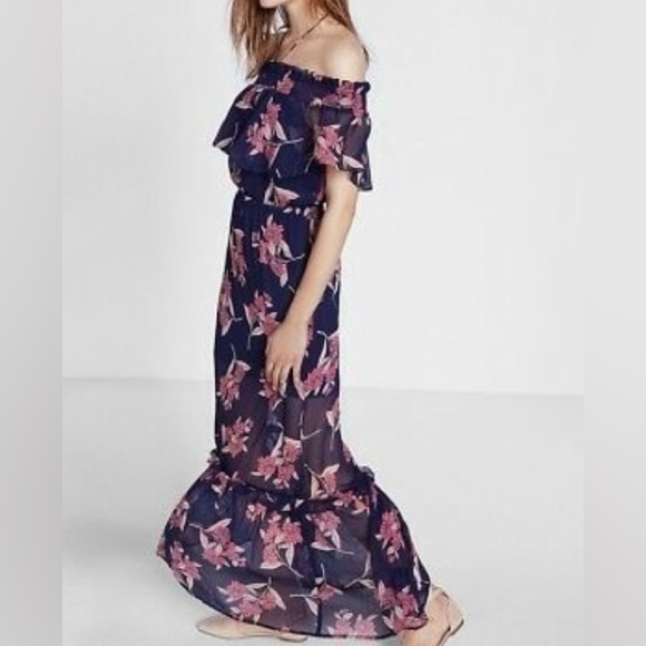 Express Dresses & Skirts - EXPRESS Floral Off The Shoulder Maxi Dress EUC